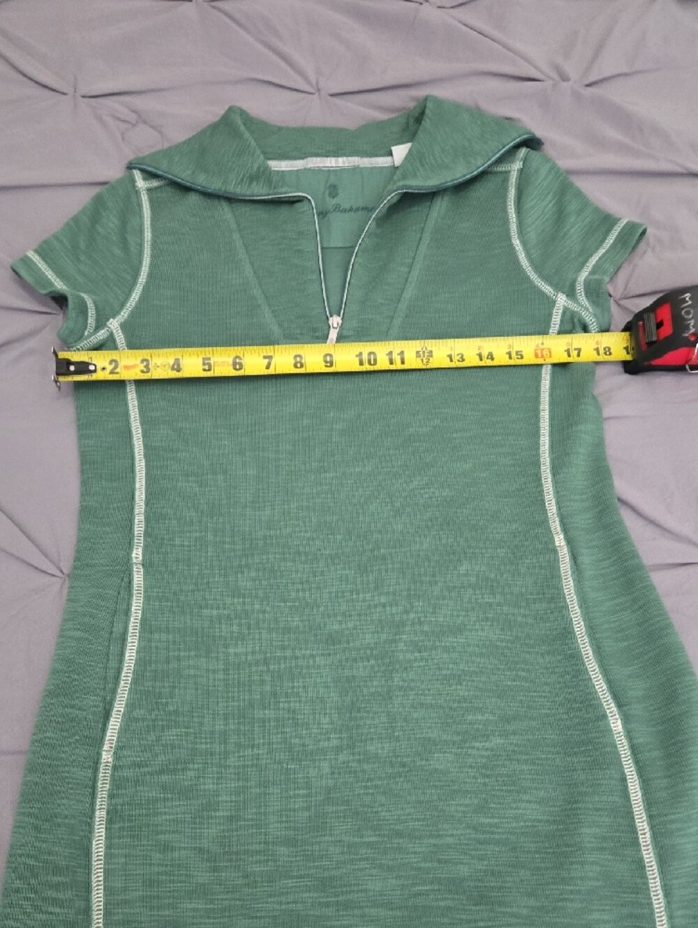 Tommy Bahama Green Zip-Front Short Sleeve Dress - Picture 11 of 14